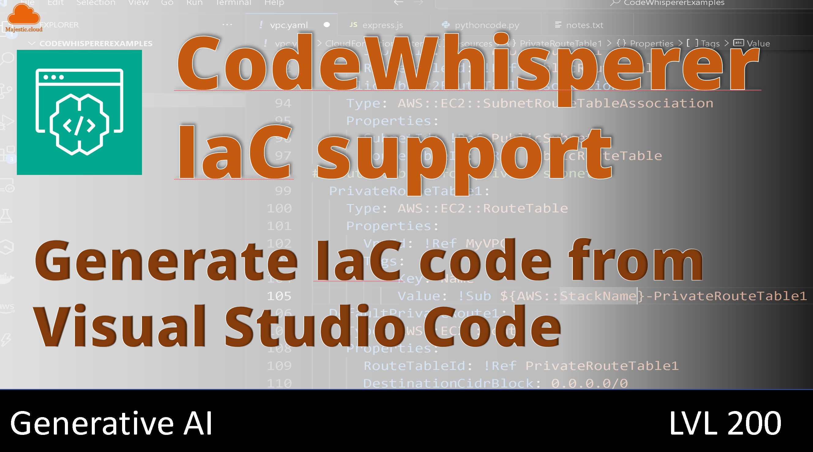 Use CodeWhisperer to automatically generate IaC code from Visual Studio Code